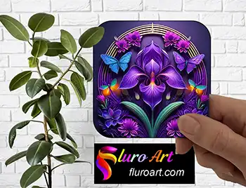 Coaster - Iris Flower With Butterfly 1