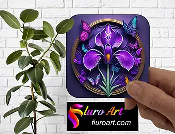 Coaster - Iris Flower With Butterfly 2