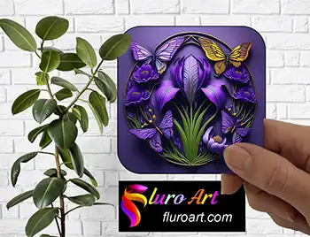 Coaster - Iris Flower With Butterfly 3