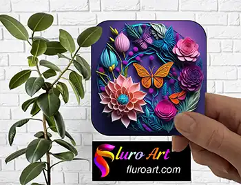 Coaster - Dcor art with Flowers & Butterflies 1