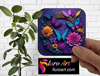 Coaster - Dcor art with Flowers & Butterflies 5