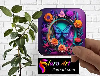 Coaster - Dcor art with Flowers & Butterflies 10