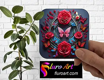 Coaster - Dcor art with Flowers & Butterflies 13