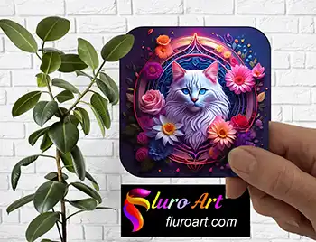 Coaster - Dcor art with flowers & cat