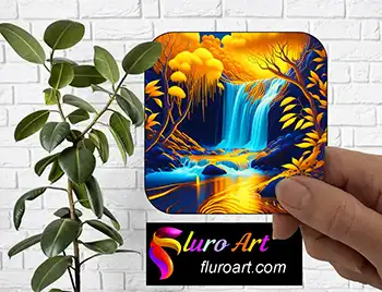 Coaster - Golden Autumn With Waterfall 1