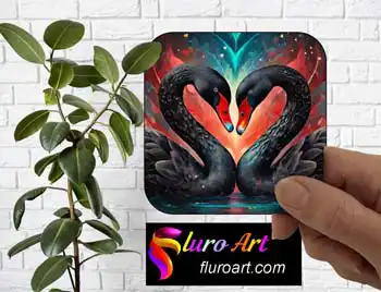 Coaster - Black Swans Forming Love Heart