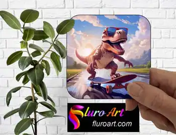 Coaster - Dinosaur On Skateboard