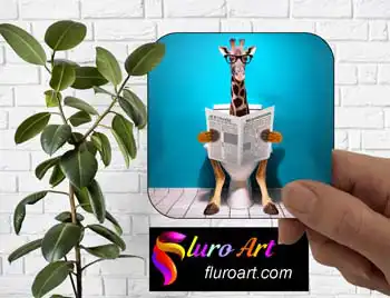 Coaster - Giraffe Reading Paper On Toilet