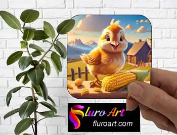 Coaster - Chick Eating Corn 1