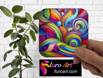 Coaster - Rainbow Feather Abstract