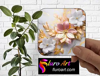 Coaster - Golden Pastel Flowers 1