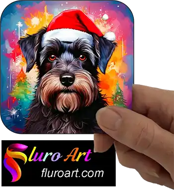 Coaster - Miniature Schnauzer Dog Wearing Christmas Hat 2