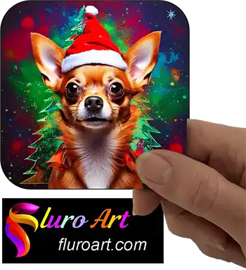 Coaster - Chihuahua Dog Wearing Christmas Hat 2