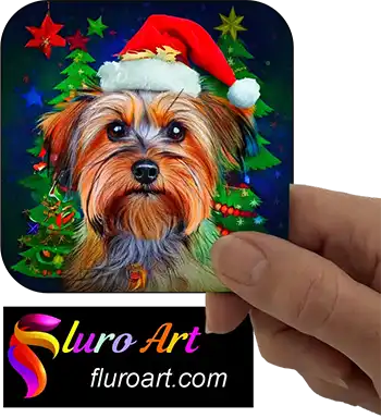 Coaster - Silky Terrier Dog Wearing Christmas Hat 1