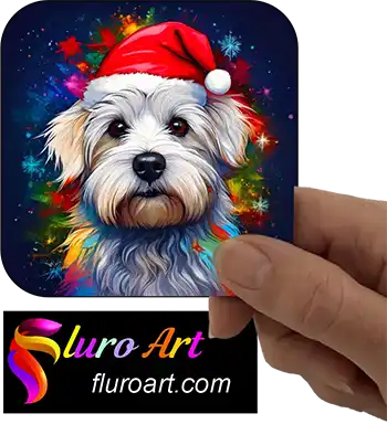 Coaster - Maltese Dog Wearing Christmas Hat 2