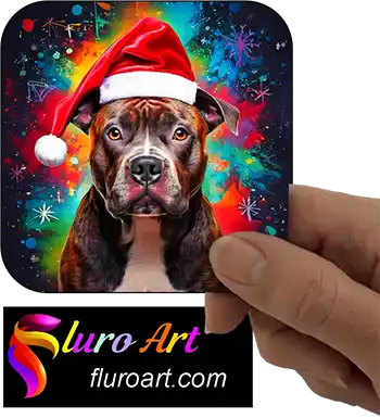 Coaster - Staffordshire Bull Terrier Dog Wearing Christmas Hat 2