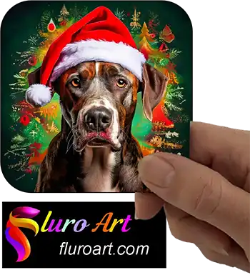 Coaster - Great Dane Dog Wearing Christmas Hat 2