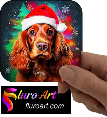 Coaster - Cocker Spaniel Dog Wearing Christmas Hat 1