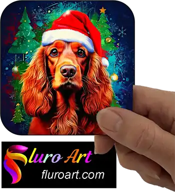 Coaster - Cocker Spaniel Dog Wearing Christmas Hat 2