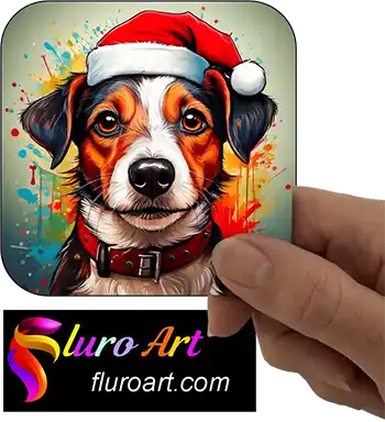 Coaster - Jack Russell Dog Wearing Christmas Hat 1