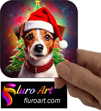 Coaster - Jack Russell Dog Wearing Christmas Hat 2