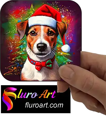 Coaster - Jack Russell Dog Wearing Christmas Hat 3