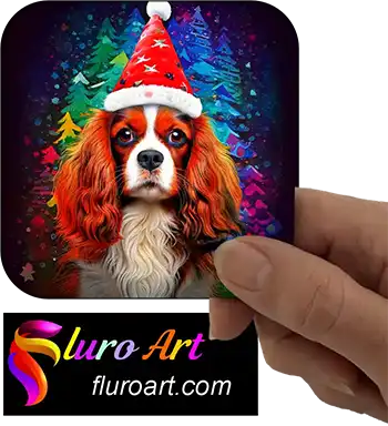 Coaster - Cavalier King Charles Spaniel Dog Wearing Christmas Hat 2