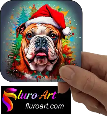 Coaster - Bulldog Dog Wearing Christmas Hat 1