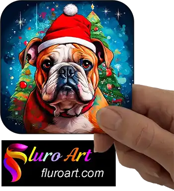 Coaster - Bulldog Dog Wearing Christmas Hat 2