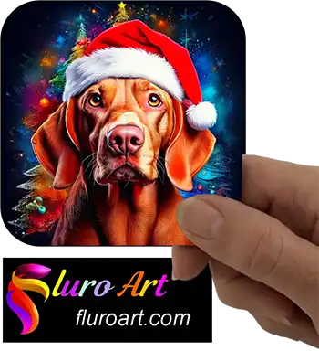 Coaster - Hungarian Vizsla Dog Wearing Christmas Hat 2