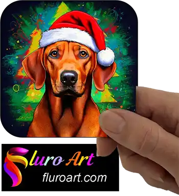 Coaster - Rhodesian Ridgeback Dog Wearing Christmas Hat 2