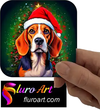 Coaster - Beagle Dog Wearing Christmas Hat 2