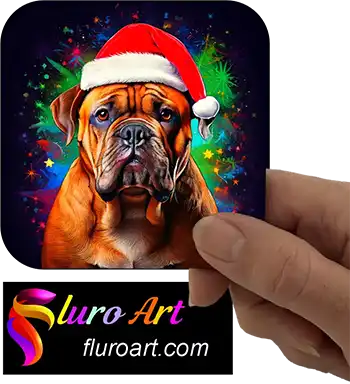 Coaster - Bull Mastiff Dog Wearing Christmas Hat 1