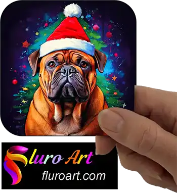 Coaster - Bull Mastiff Dog Wearing Christmas Hat 2