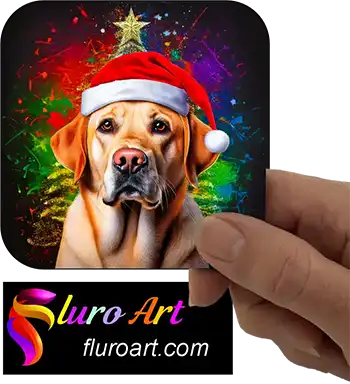 Coaster - Labrador Dog Wearing Christmas Hat 1