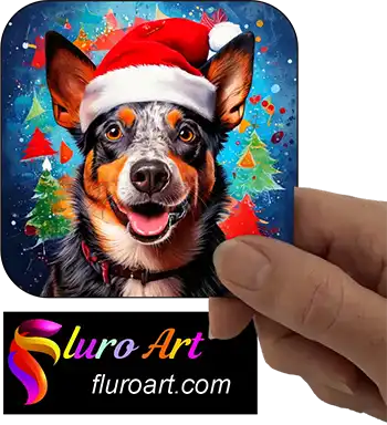 Coaster - Australian Cattle Dog Wearing Christmas Hat 2