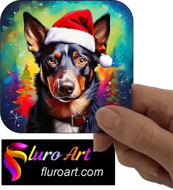 Coaster - Australian Kelpie Dog Wearing Christmas Hat 2